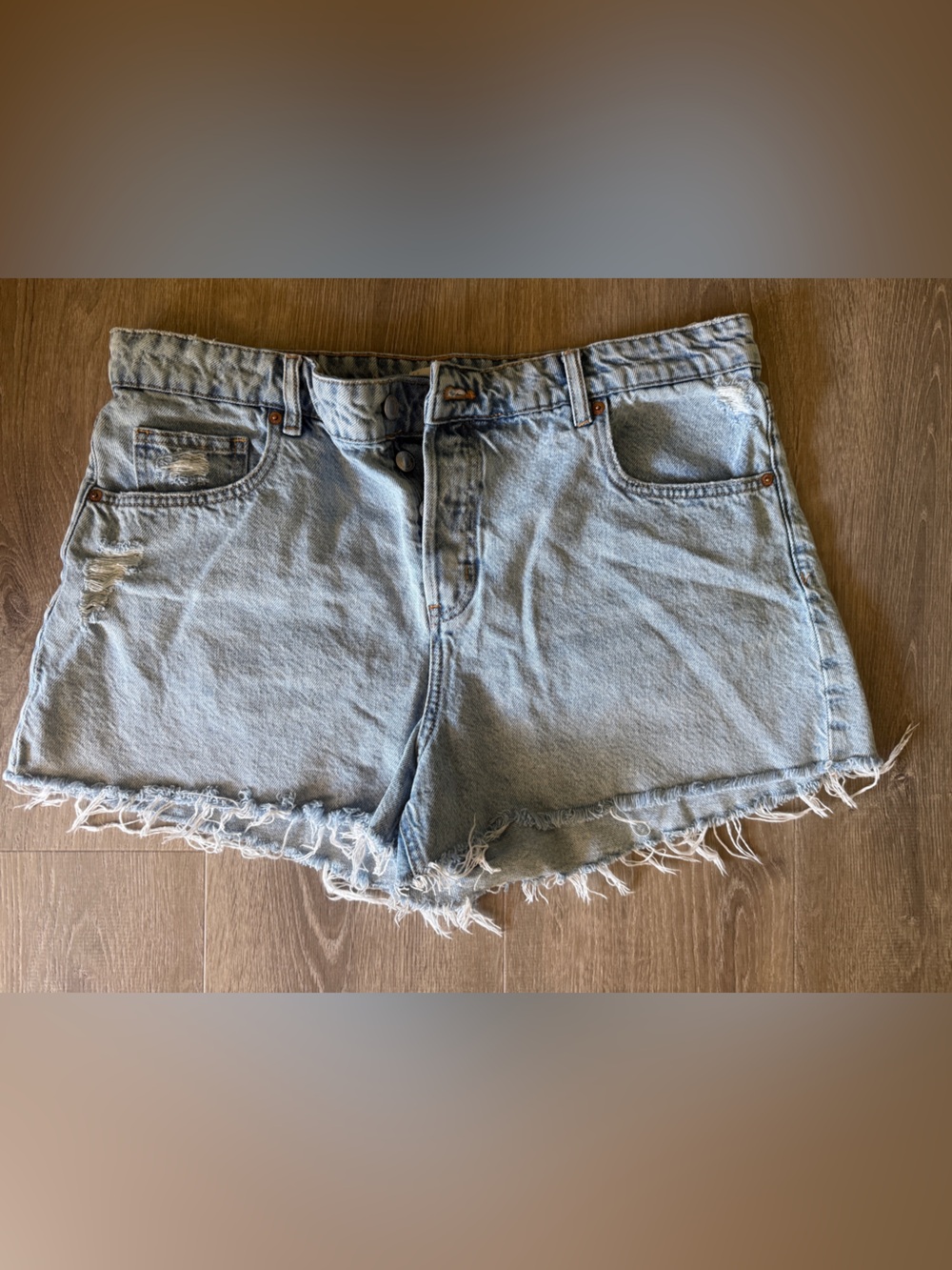 H&M Light Blue Distressed Denim Jean Shorts